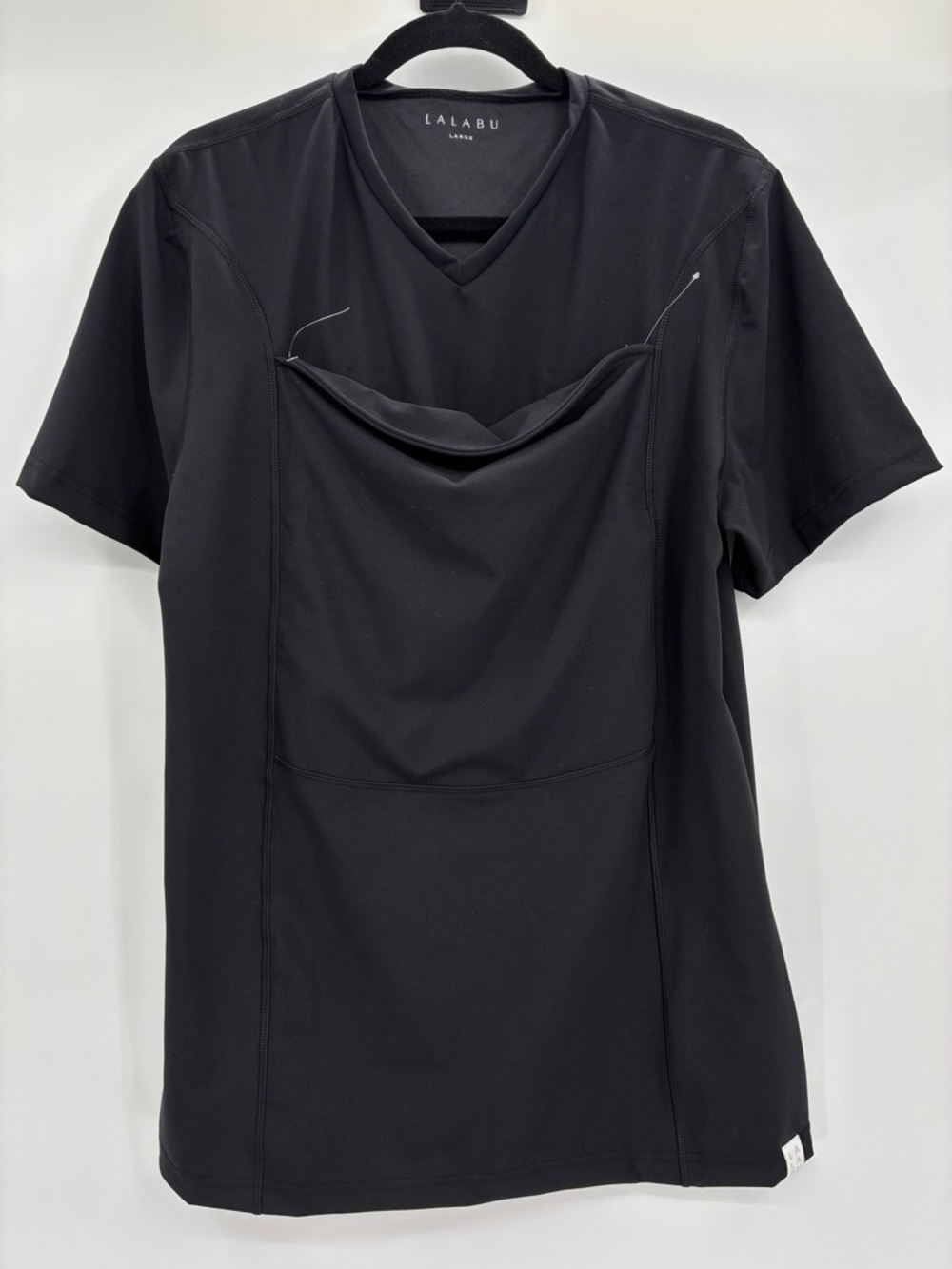 Lalabu Dad Shirt Black Baby Wearing Pouch V-Neck Short Sleeve Large NWOT